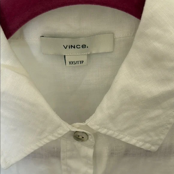 Vince Crisp White Short-Sleeve Linen Shirt - Picture 2 of 3